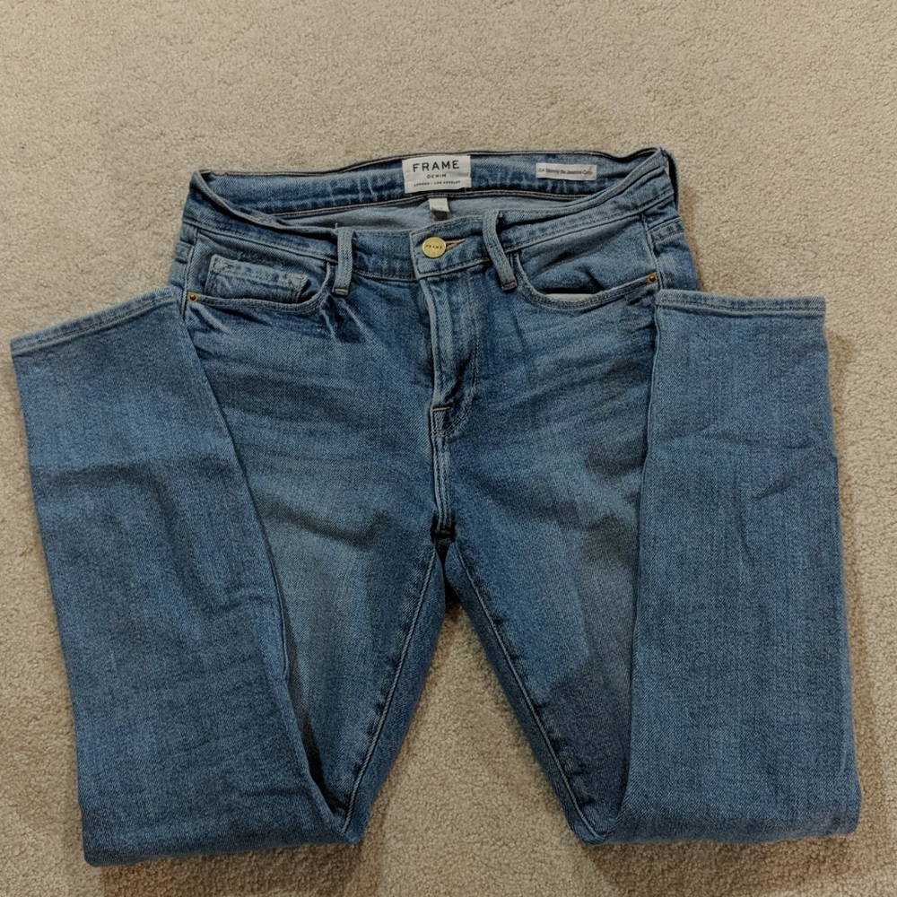 Frame light wash skinny jeans